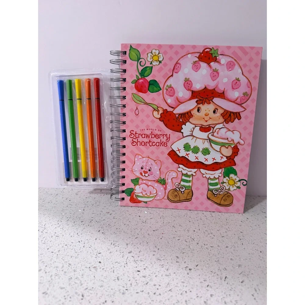Strawberry Shortcake Sketchbook Set 5 Washable Markers 86 Sheets Pink Spiral